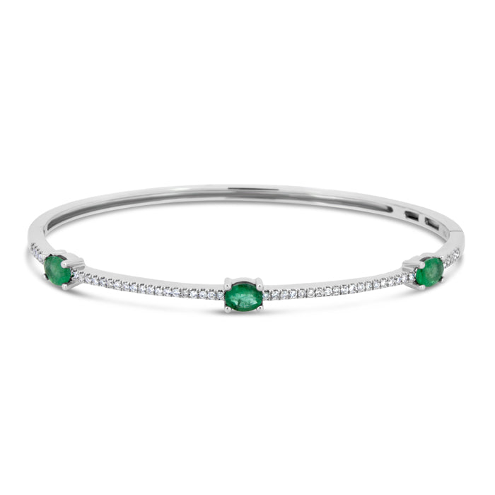 Three Stone Emerald Bangle