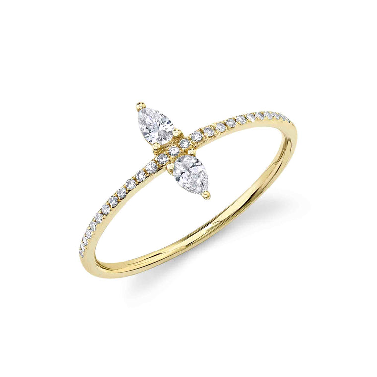 2 Pear Diamonds on Band