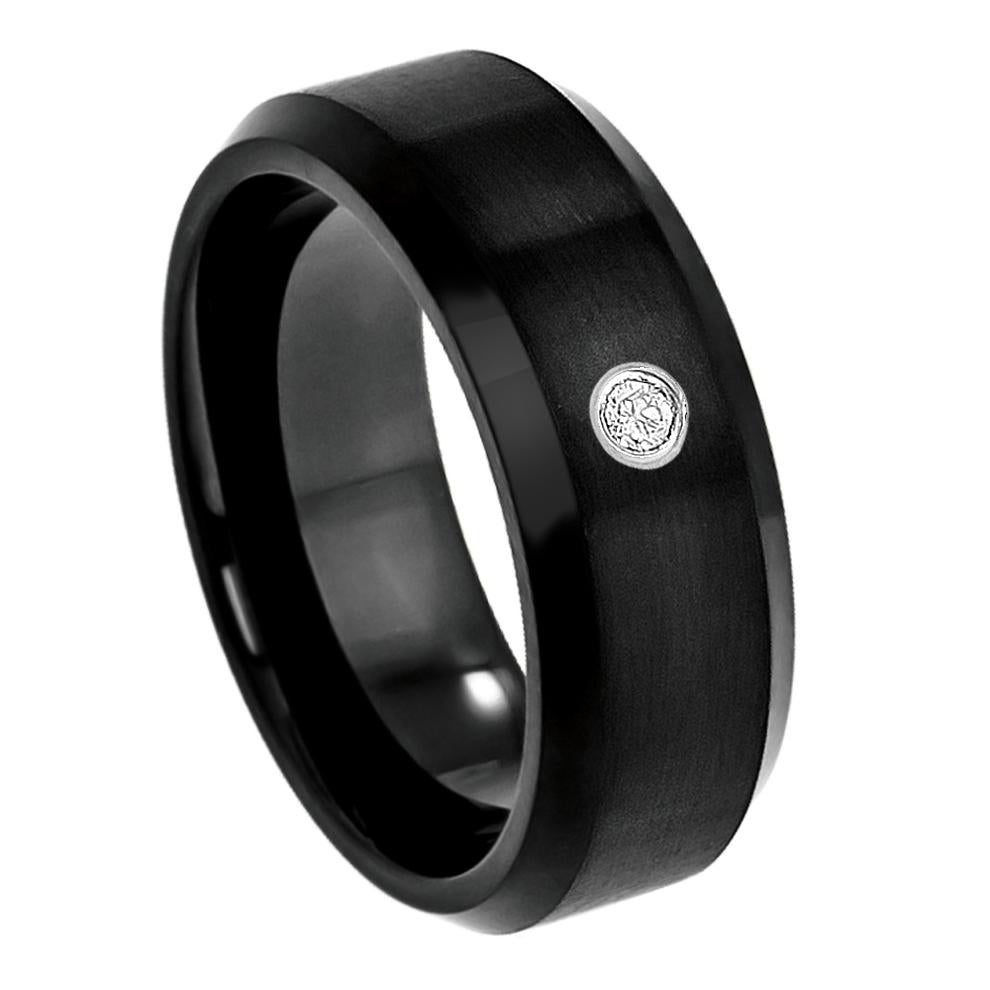 Black Tungsten with White Diamond - Pasha Fine Jewelry