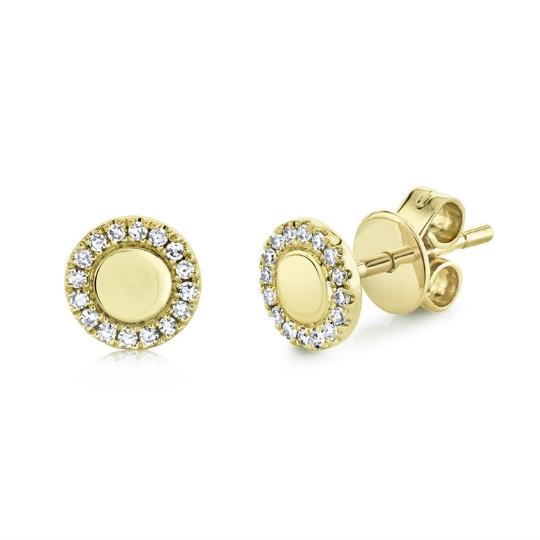 Pavé Diamond + Gold Circle Studs