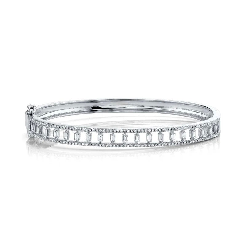 Baguette & Round Diamond Bangle