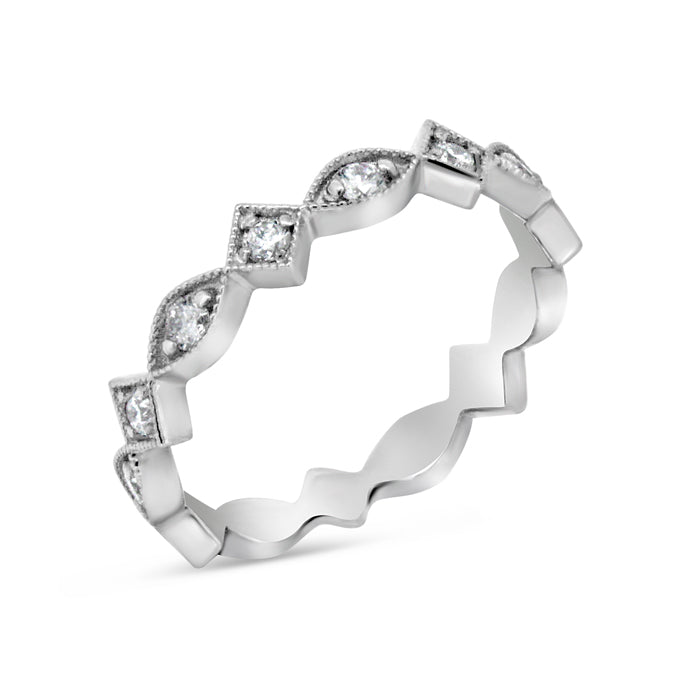 Scallop & Square Eternity Band
