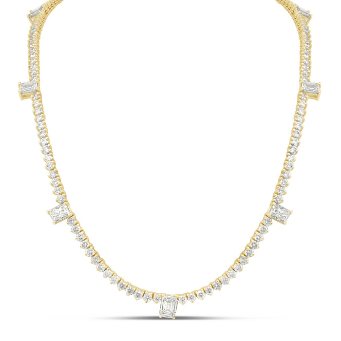 7 Emerald Cut Tennis Necklace