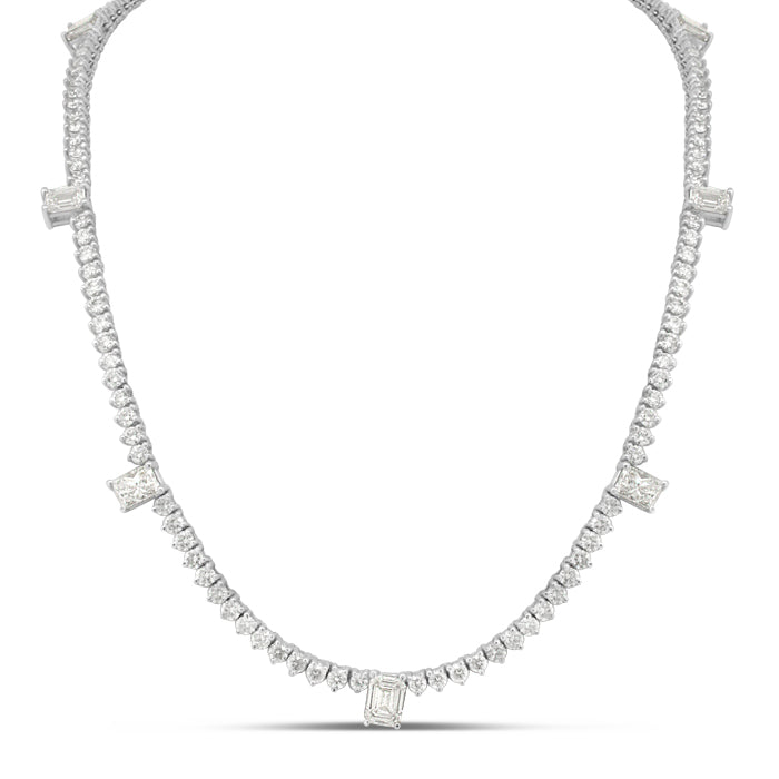 7 Emerald Cut Tennis Necklace