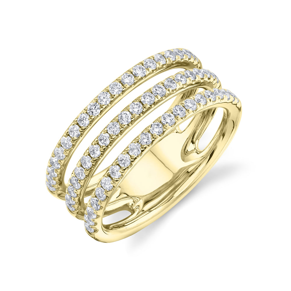 Three Row Pavé Diamond Ring