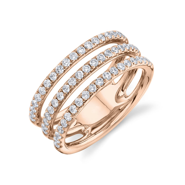 Three Row Pavé Diamond Ring