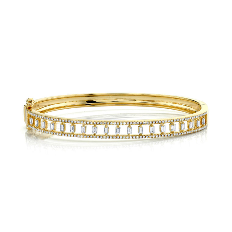 Baguette & Round Diamond Bangle