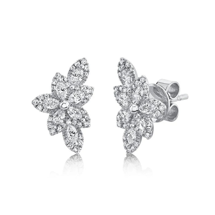Diamond Flower Stud Earrings