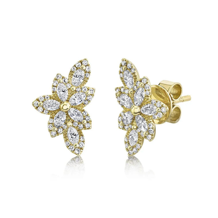 Diamond Flower Stud Earrings
