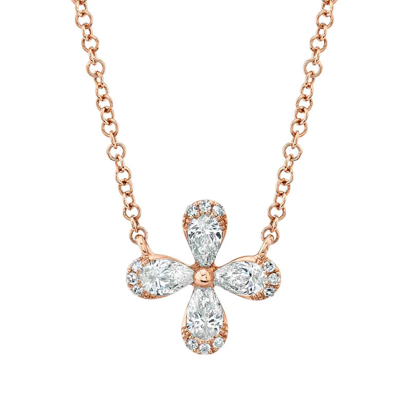 Pear cut Flower Necklace