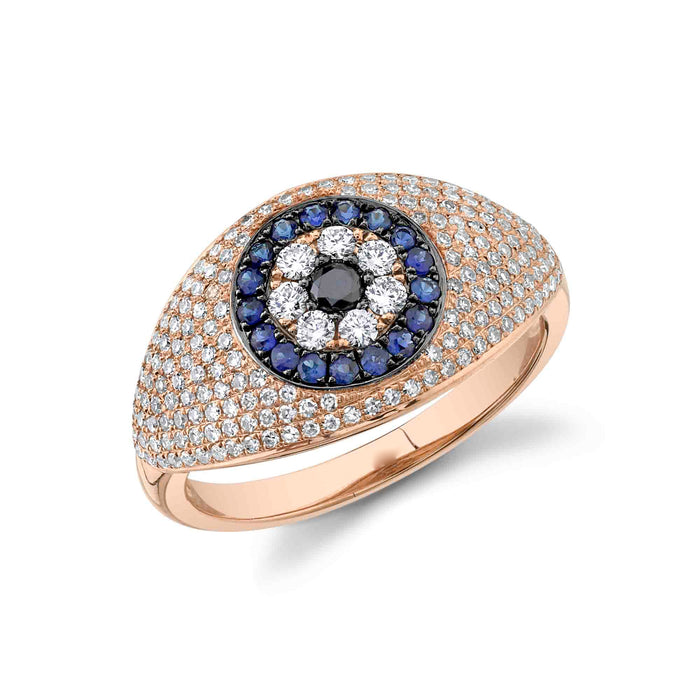 Sapphire + Pavé Diamond Evil Eye Ring