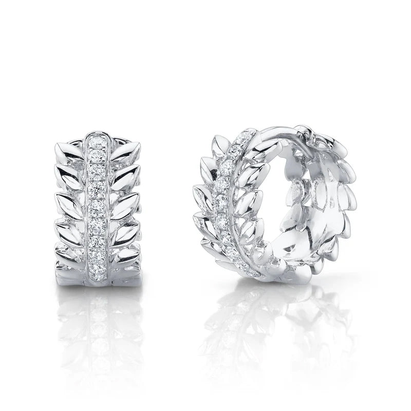 Diamond Feather Hoops - Pasha Fine Jewelry