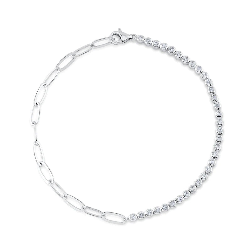 Diamond Bezel PaperClip Bracelet