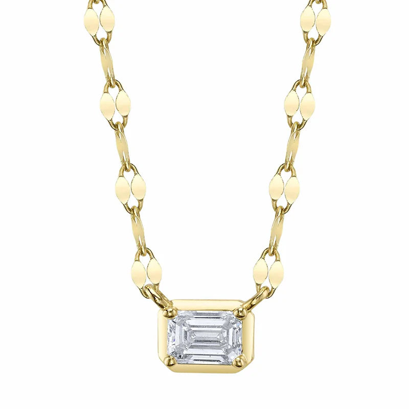 emerald cut solitaire necklace 