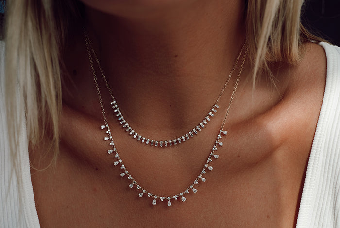 Round & Pear Diamond Necklace - Pasha Fine Jewelry