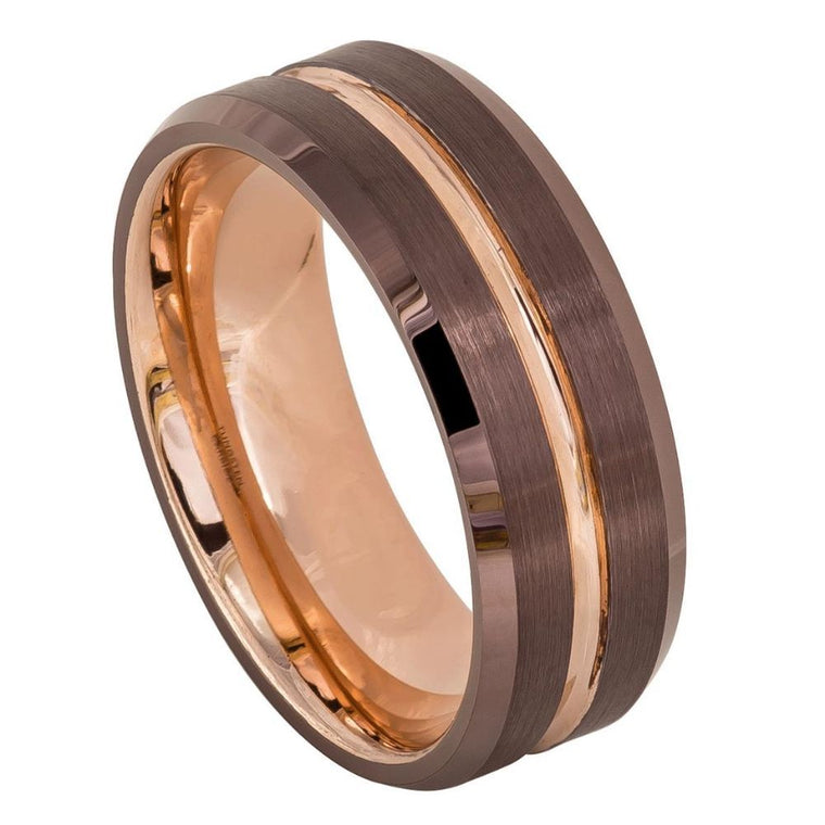 Brown & Rose Tungsten band