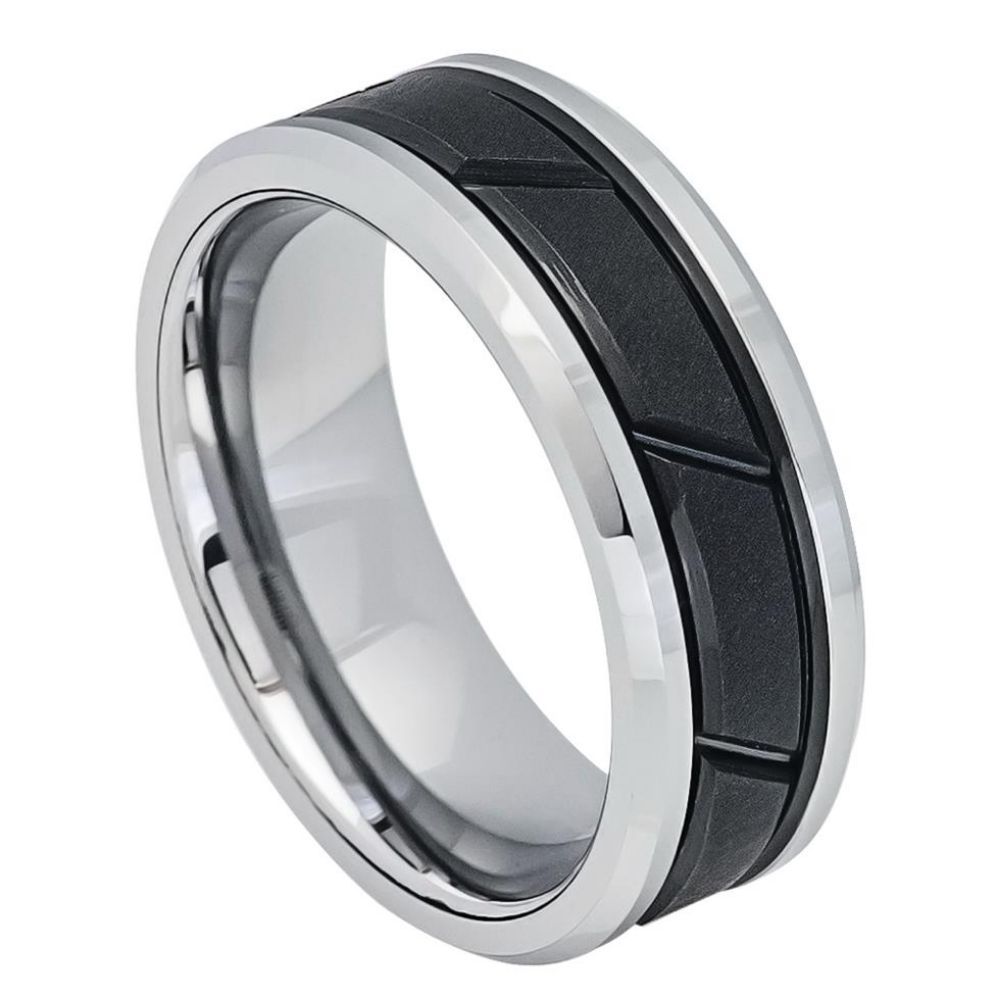 Two-Tone Diagonal Grooved Band - Pasha Fine Jewelry