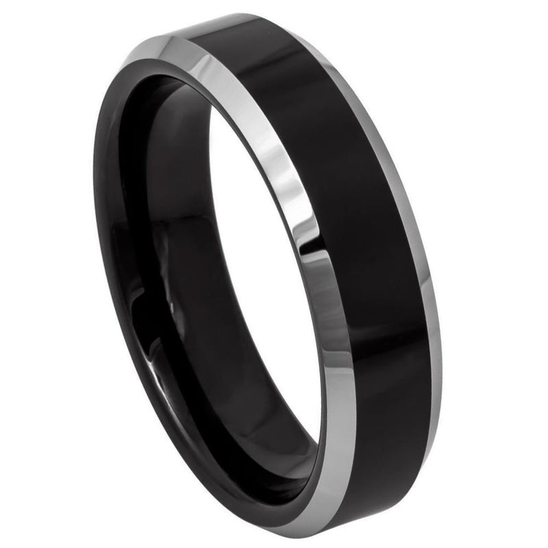 Black Tungsten with White Edges - Pasha Fine Jewelry