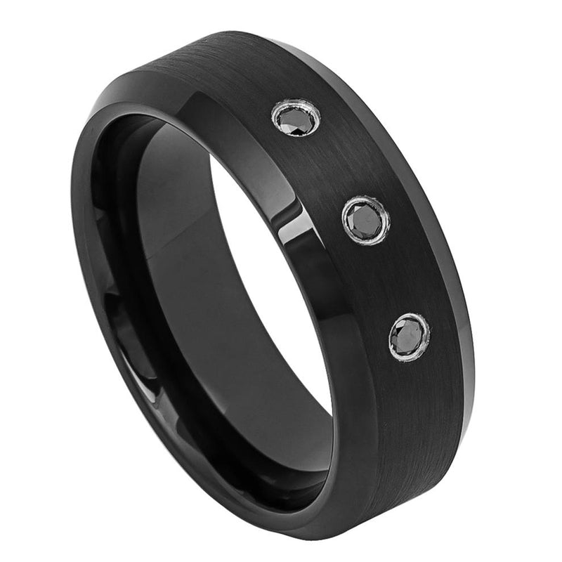 Black Tungsten with 3 Black Diamonds - Pasha Fine Jewelry