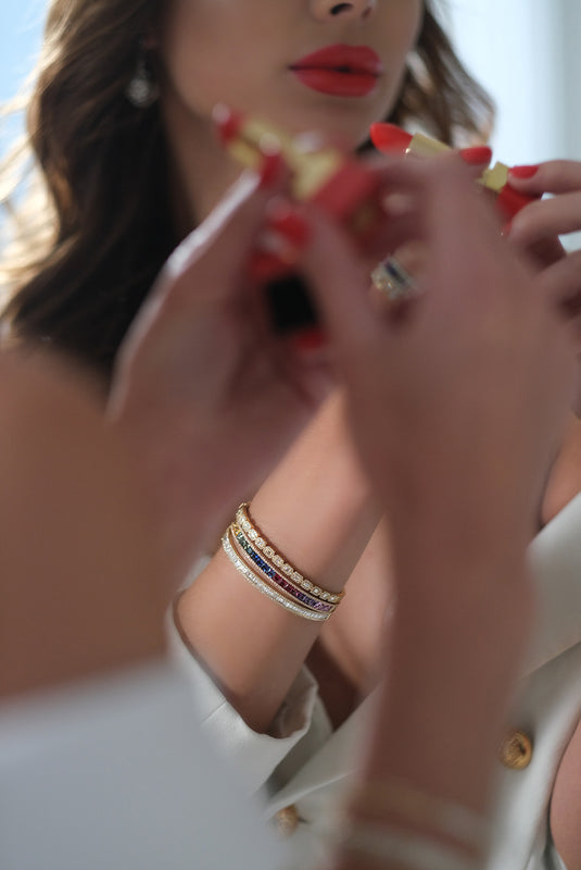 Baguette & Round Diamond Bangle