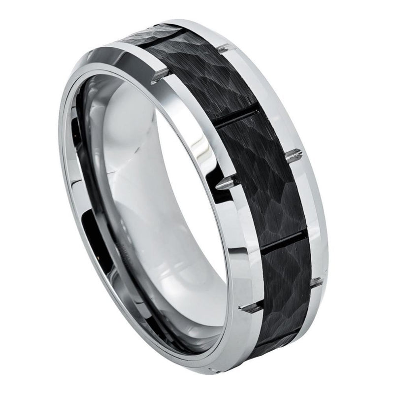 Black Hammered Beveled Edge - Pasha Fine Jewelry