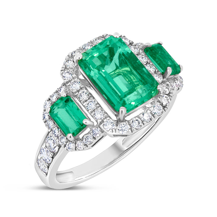 Rectangle Emerald Three Stone