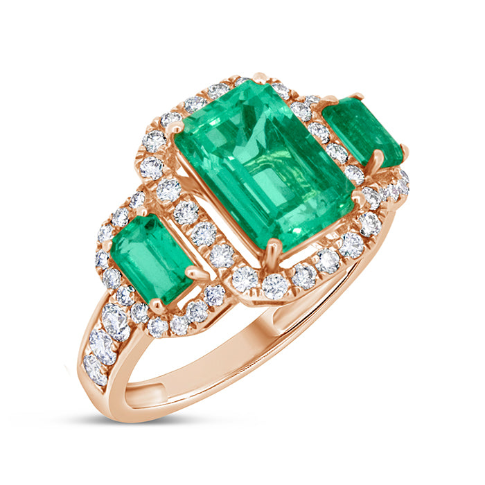 Rectangle Emerald Three Stone - Pasha Fine Jewelry