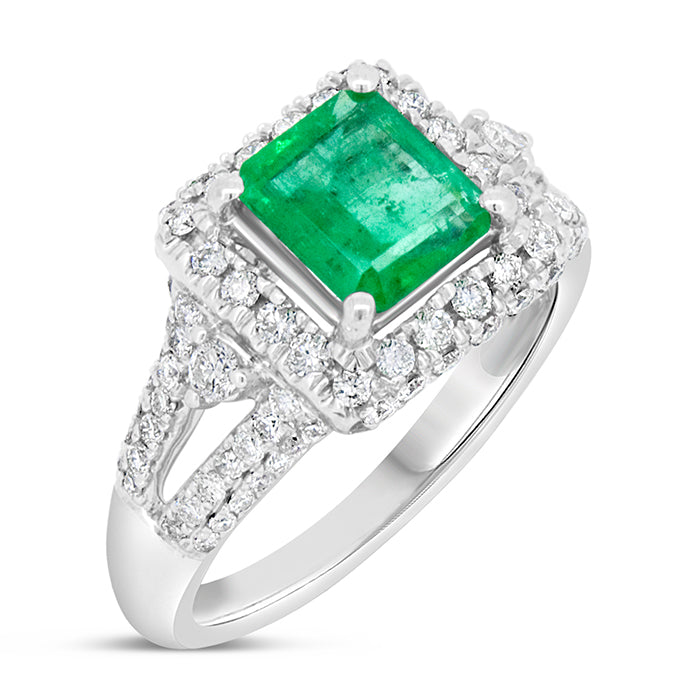 Emerald Halo Ring