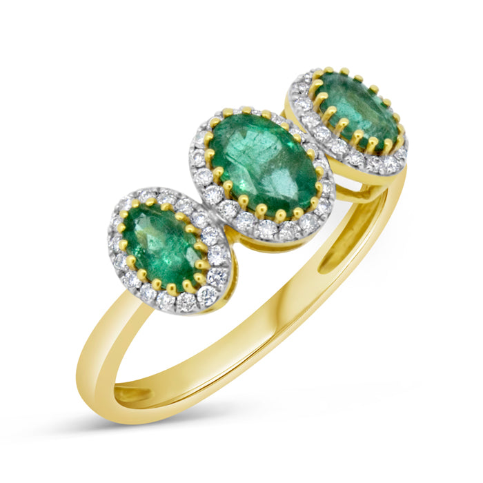 Emerald Three Stone Ring