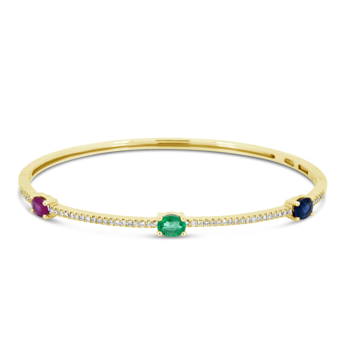 Emerald Sapphire Ruby Stone Bangle - Pasha Fine Jewelry