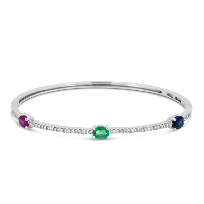 Emerald Sapphire Ruby Stone Bangle - Pasha Fine Jewelry