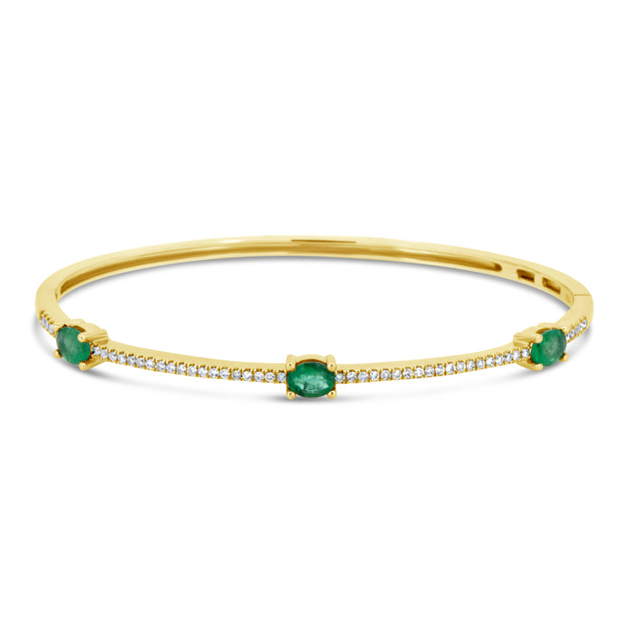 Three Stone Emerald Bangle - Pasha Fine Jewelry