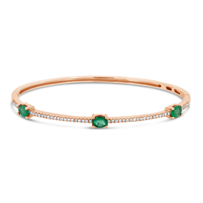 Three Stone Emerald Bangle - Pasha Fine Jewelry