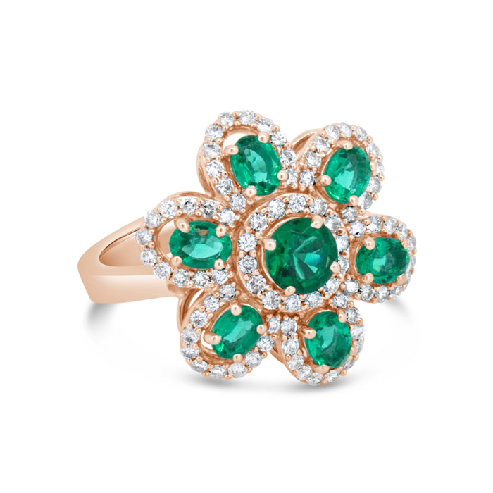 Emerald Flower Ring - Pasha Fine Jewelry
