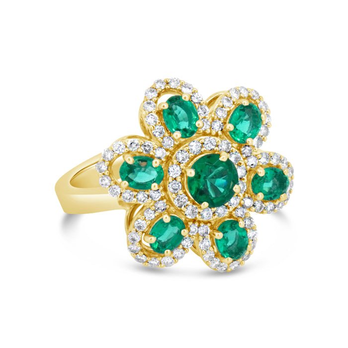 Emerald Flower Ring