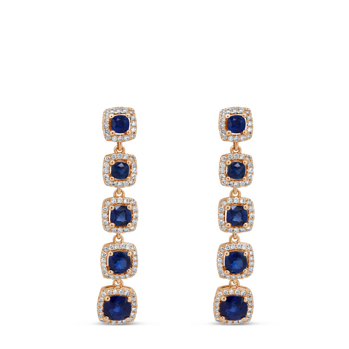 Sapphire Five Stone Drop Earrings - Pasha Fine Jewelry