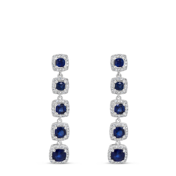 Sapphire Five Stone Drop Earrings