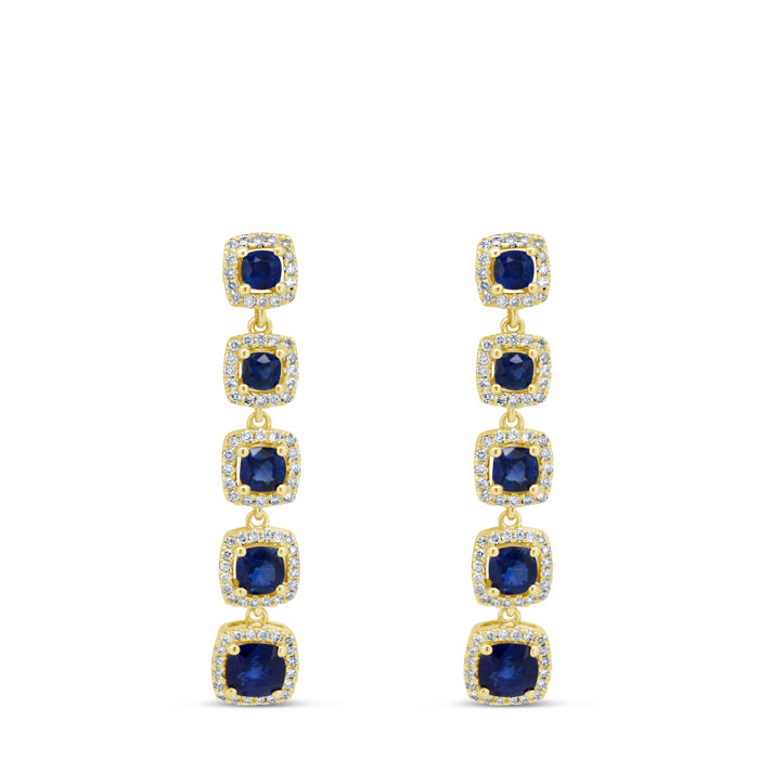 Sapphire Five Stone Drop Earrings - Pasha Fine Jewelry