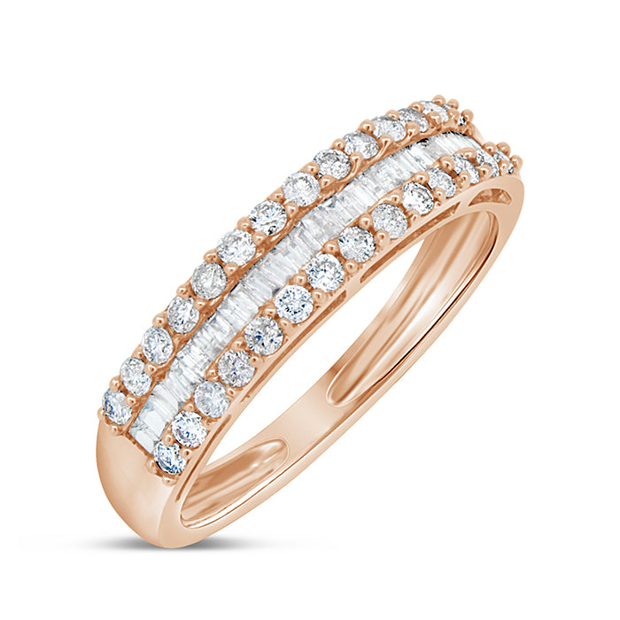 Three Row and Baguette Diamond Ring - Pasha Fine Jewelry