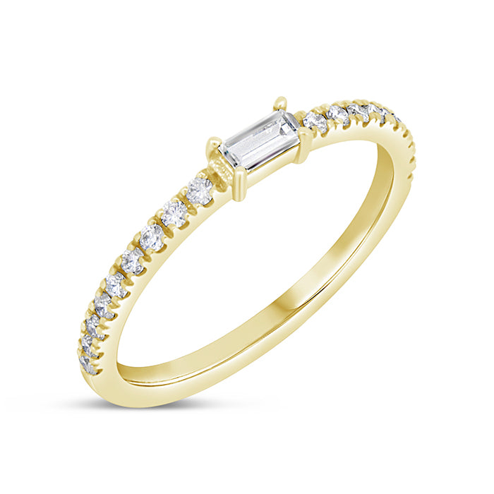 Baguette + Pavé Diamond Ring