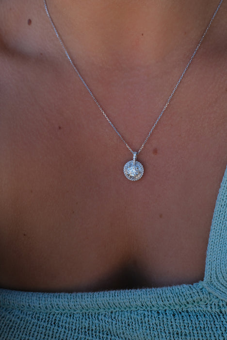 Baguette Halo & Round Diamond Pendant - Pasha Fine Jewelry