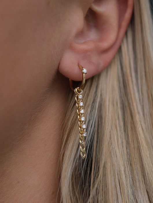 Diamond Link Huggie Earrings - Pasha Fine Jewelry