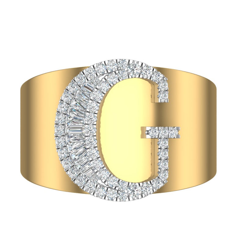 Initial Cigar Band Ring