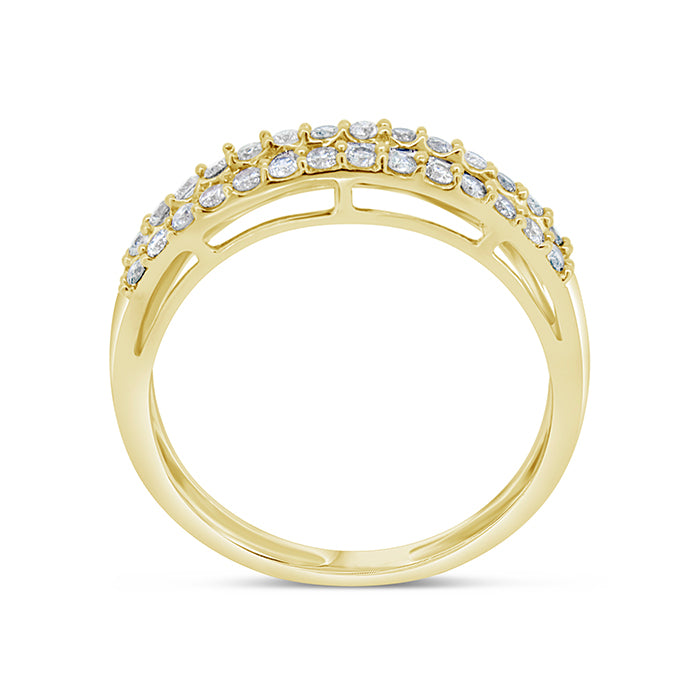 Three Row and Baguette Diamond Ring - Pasha Fine Jewelry