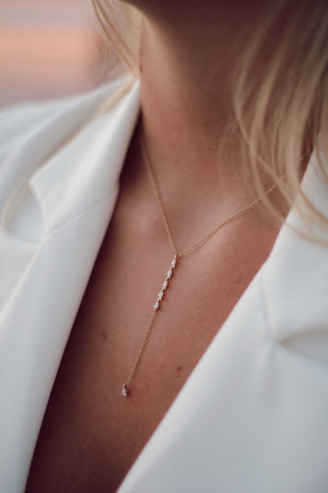 Pear Diamond Lariat Necklace - Pasha Fine Jewelry