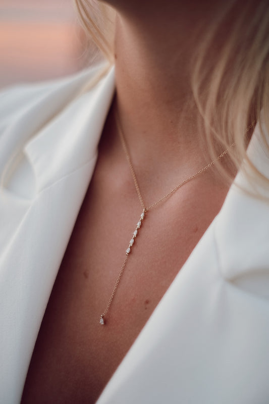 Pear Diamond Lariat Necklace - Pasha Fine Jewelry