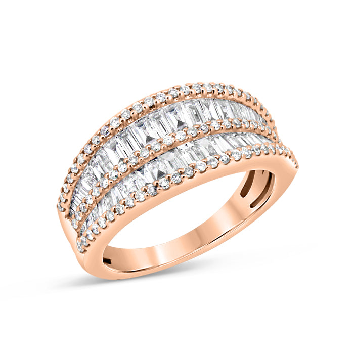 Double Tier Baguette + Pavé Ring