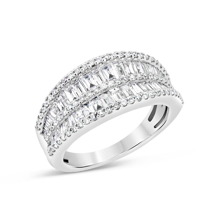 Double Tier Baguette + Pavé Ring