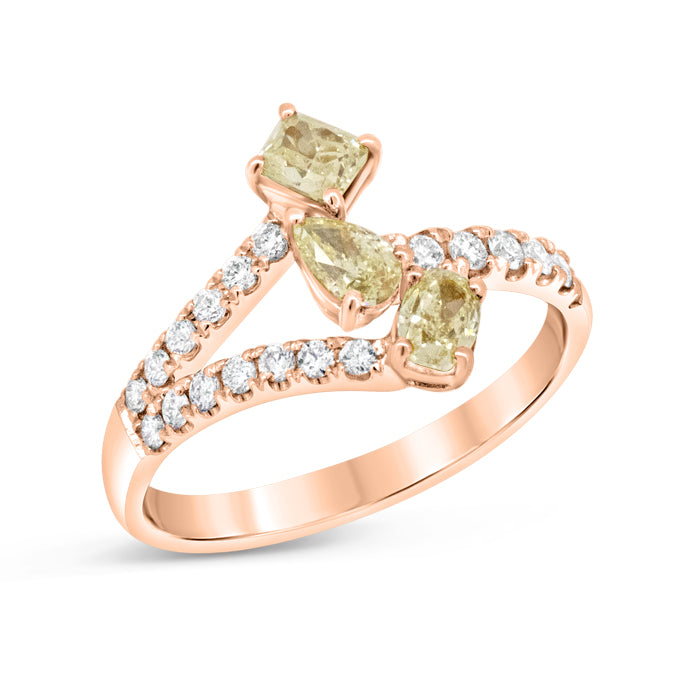 3 Stone Yellow Diamond Band