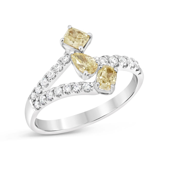 3 Stone Yellow Diamond Band